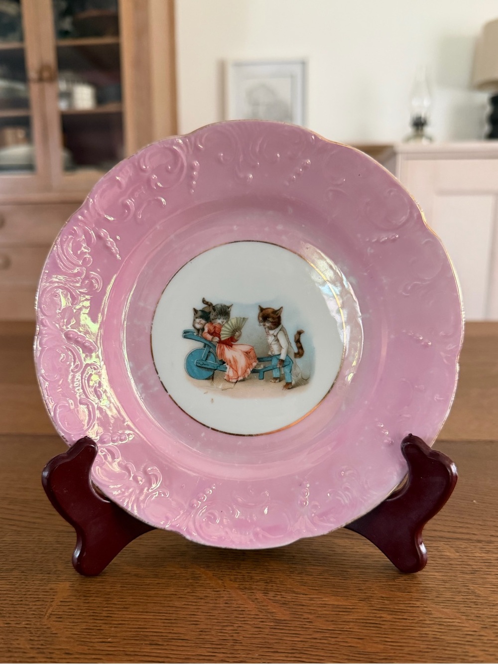 Antique Children’s Plate with Victorian Styled Cats